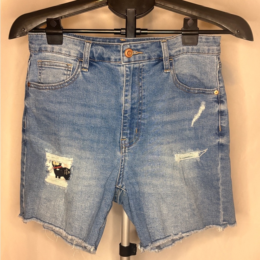UpCycled Cat-Patch Distressed Jean Shorts 🐾 | No Boundaries | One-of-a-Kind!